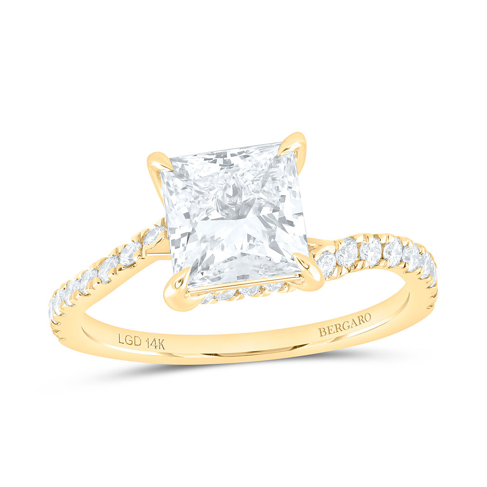 14K Yellow Or White Gold 2 1/3 Cttw Lab Grown Diamond 2 Cttw Center Princess Engagement Ring