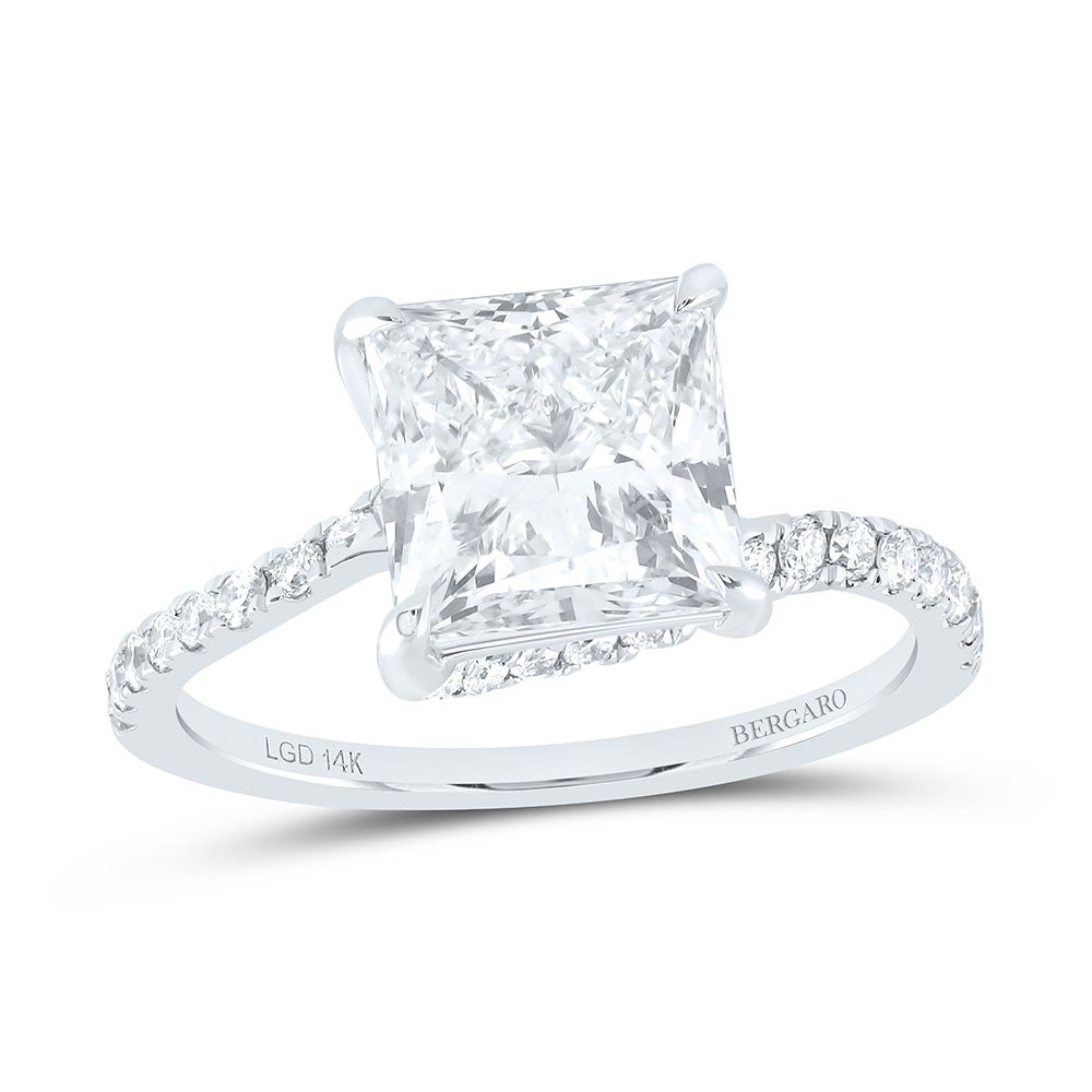 14K Yellow Or White Gold 3 3/8 Cttw Lab Grown Diamond 3 Cttw Center Princess Engagement Ring