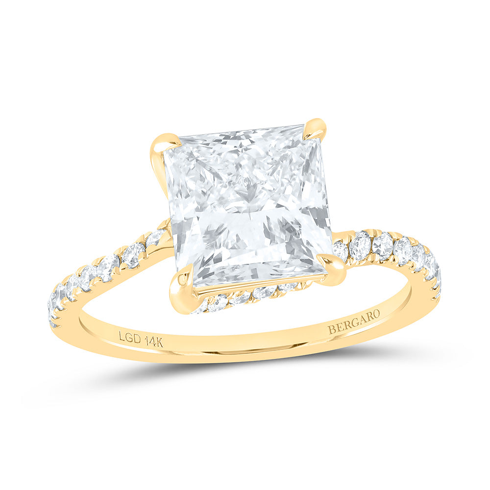 14K Yellow Or White Gold 3 3/8 Cttw Lab Grown Diamond 3 Cttw Center Princess Engagement Ring