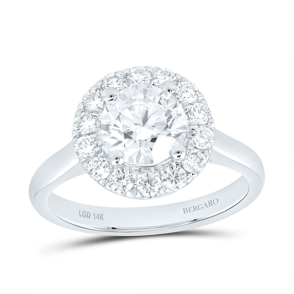 14K Yellow Or White Gold 2 Cttw Lab Grown Diamond, 1 1/2 Cttw Center Round Engagement Ring