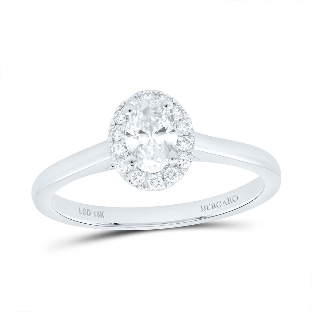 14K Yellow Or White Gold 1/2 Cttw Lab Grown Diamond, 3/8 Cttw Center Oval Engagement Ring