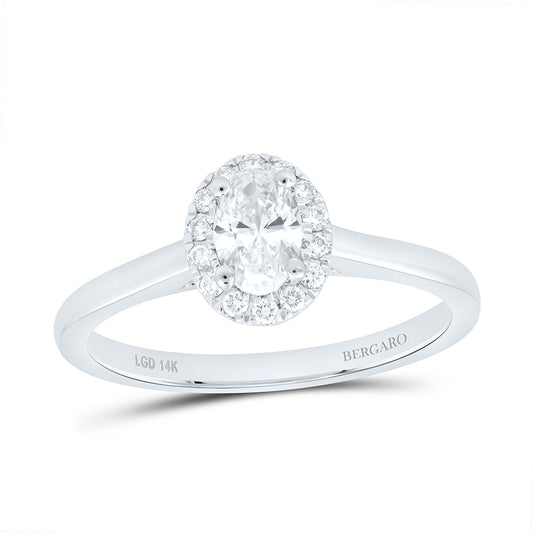 14K Yellow Or White Gold 1/2 Cttw Lab Grown Diamond, 3/8 Cttw Center Oval Engagement Ring