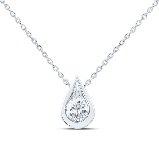 14K Yellow Or White Gold 1/2 Cttw Lab Grown Diamond Fashion Pear Bezel Necklace (18 Inch)