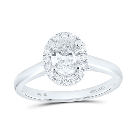 14K Yellow Or White Gold 7/8 Cttw Lab Grown Diamond, 3/4 Cttw Center Oval Engagement Ring