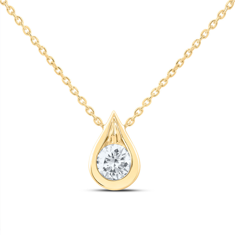 14K Yellow Or White Gold 1/2 Cttw Lab Grown Diamond Fashion Pear Bezel Necklace (18 Inch)