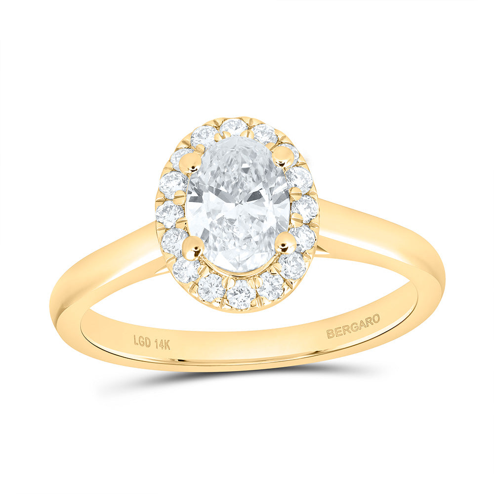 14K Yellow Or White Gold 7/8 Cttw Lab Grown Diamond, 3/4 Cttw Center Oval Engagement Ring