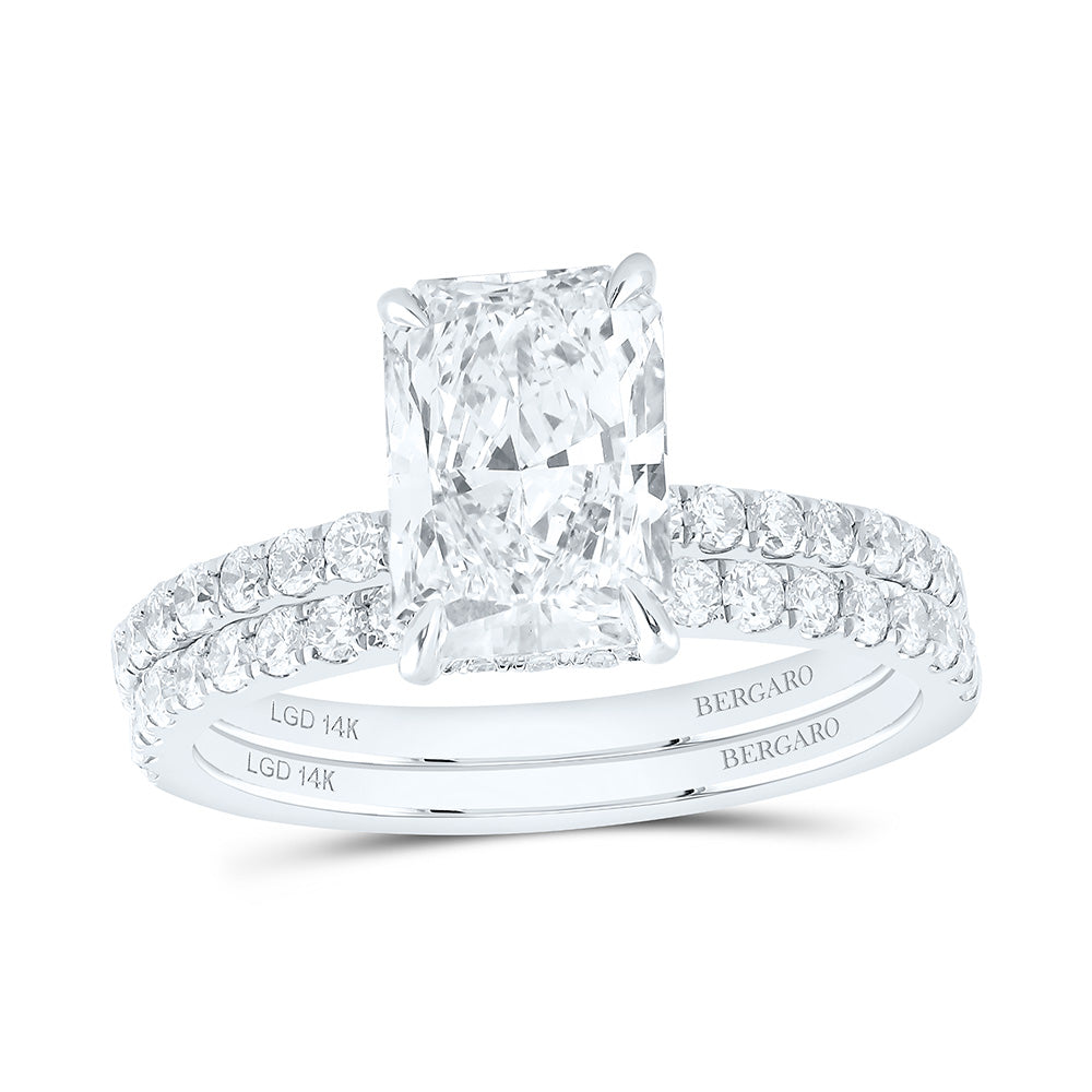 14K Yellow Or White Gold 2 3/4 Cttw Lab Grown Diamond 2 Cttw Center Radiant Bridal Set