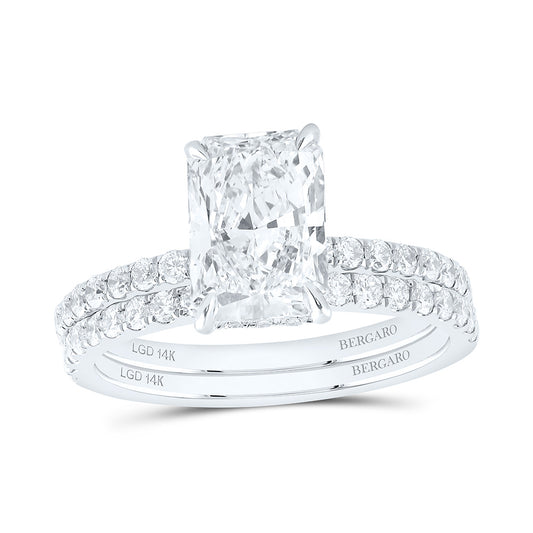 14K Yellow Or White Gold 2 3/4 Cttw Lab Grown Diamond 2 Cttw Center Radiant Bridal Set