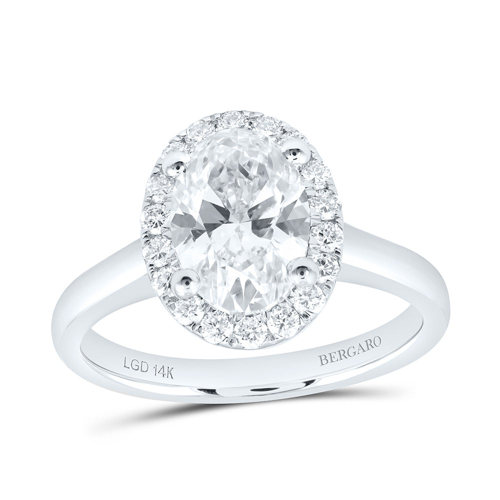 14K Yellow Or White Gold 2 Cttw Lab Grown Diamond, 1 3/4 Cttw Center Oval Engagement Ring