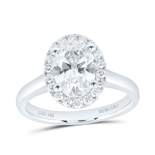 14K Yellow Or White Gold 2 Cttw Lab Grown Diamond, 1 3/4 Cttw Center Oval Engagement Ring
