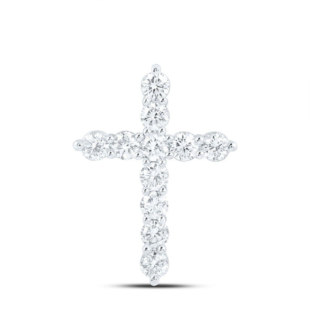 14K Yellow Or White Gold 1 Cttw Lab Grown Diamond Fashion Cross Pendant