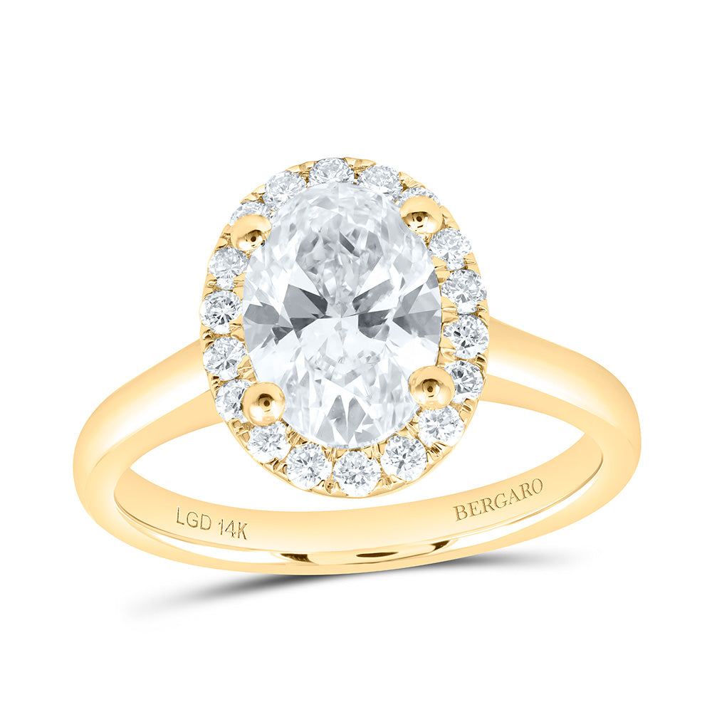 14K Yellow Or White Gold 2 Cttw Lab Grown Diamond, 1 3/4 Cttw Center Oval Engagement Ring