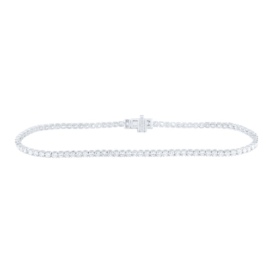 14K Yellow Or White Gold Lab Grown Diamond Fashion Round Tennis Bracelet (7 Inch)