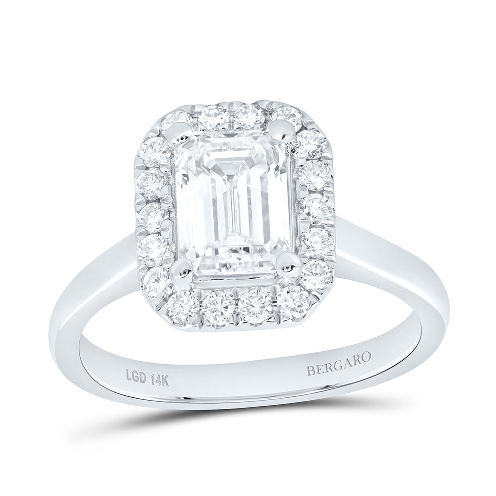 14K Yellow Or White Gold 1 7/8 Cttw Lab Grown Diamond, 1 1/2 Cttw Center Emerald Engagement Ring