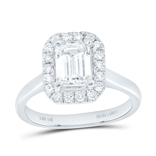 14K Yellow Or White Gold 1 7/8 Cttw Lab Grown Diamond, 1 1/2 Cttw Center Emerald Engagement Ring