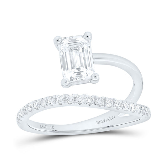 14K Yellow Or White Gold 1 1/4 Cttw Lab Grown Diamond 1 Cttw Center Emerald Engagement Ring