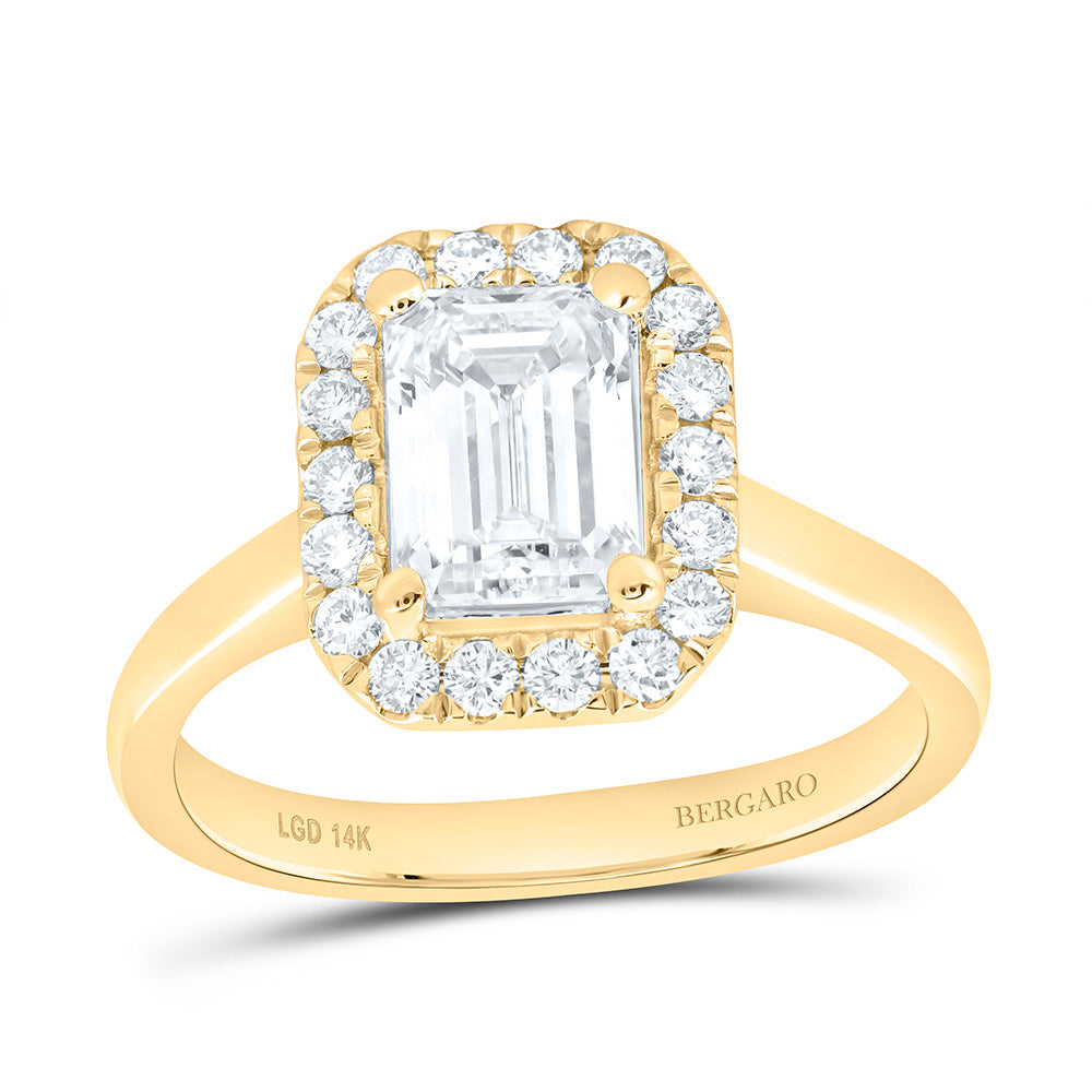 14K Yellow Or White Gold 1 7/8 Cttw Lab Grown Diamond, 1 1/2 Cttw Center Emerald Engagement Ring