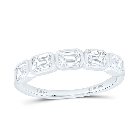 14K Yellow Or White Gold 1 1/4 Cttw Lab Grown Diamond Fashion Emerald Bezel Band