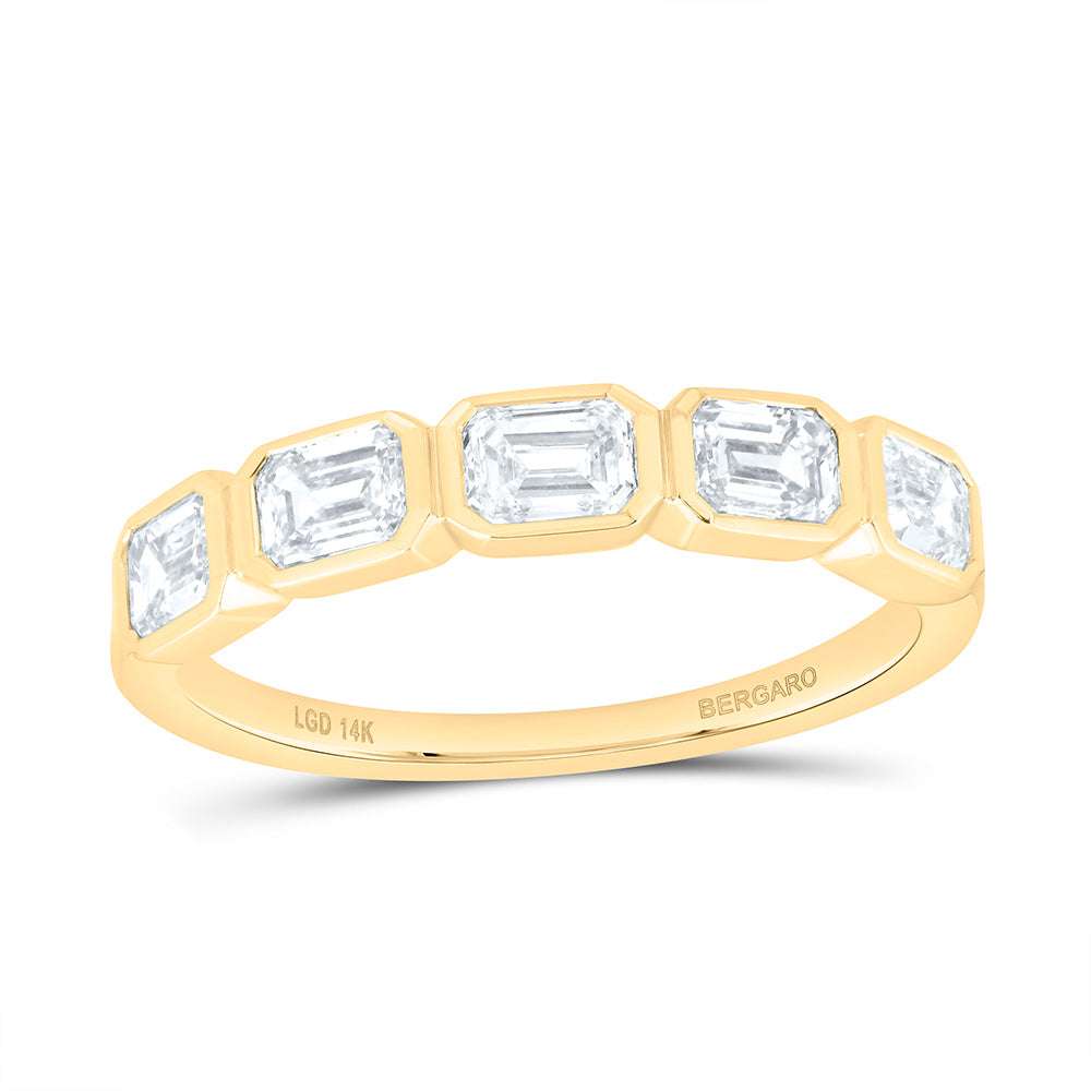 14K Yellow Or White Gold 1 1/4 Cttw Lab Grown Diamond Fashion Emerald Bezel Band