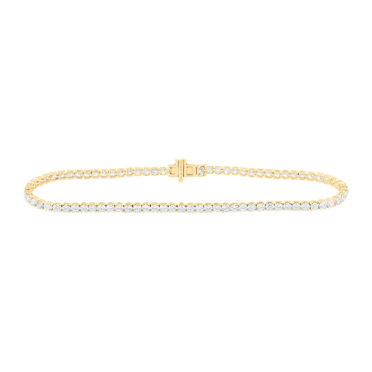 14K Yellow Or White Gold Lab Grown Diamond Fashion Round Tennis Bracelet (7 Inch)