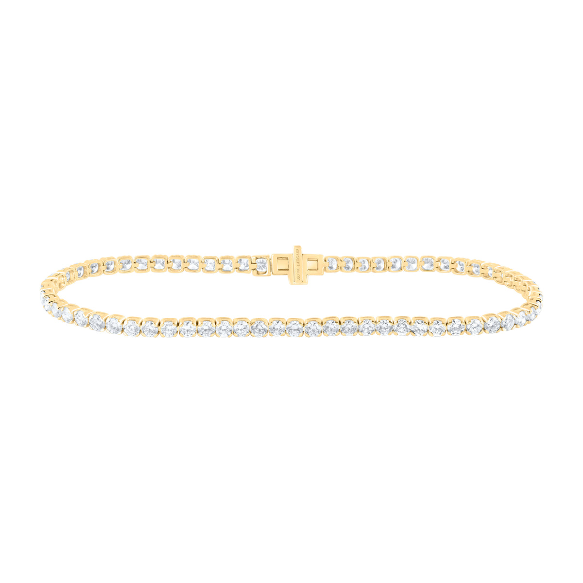 14K Yellow Or White Gold Lab Grown Diamond Fashion Round Tennis Bracelet (7 Inch)