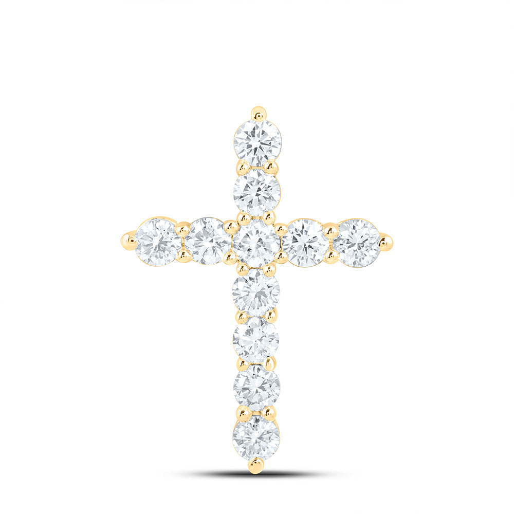14K Yellow Or White Gold 1 Cttw Lab Grown Diamond Fashion Cross Pendant