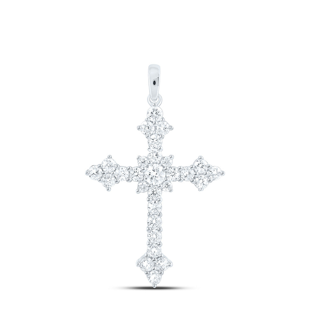 14K Yellow Or White Gold 1 Cttw Lab Grown Diamond Fashion Cross Pendant