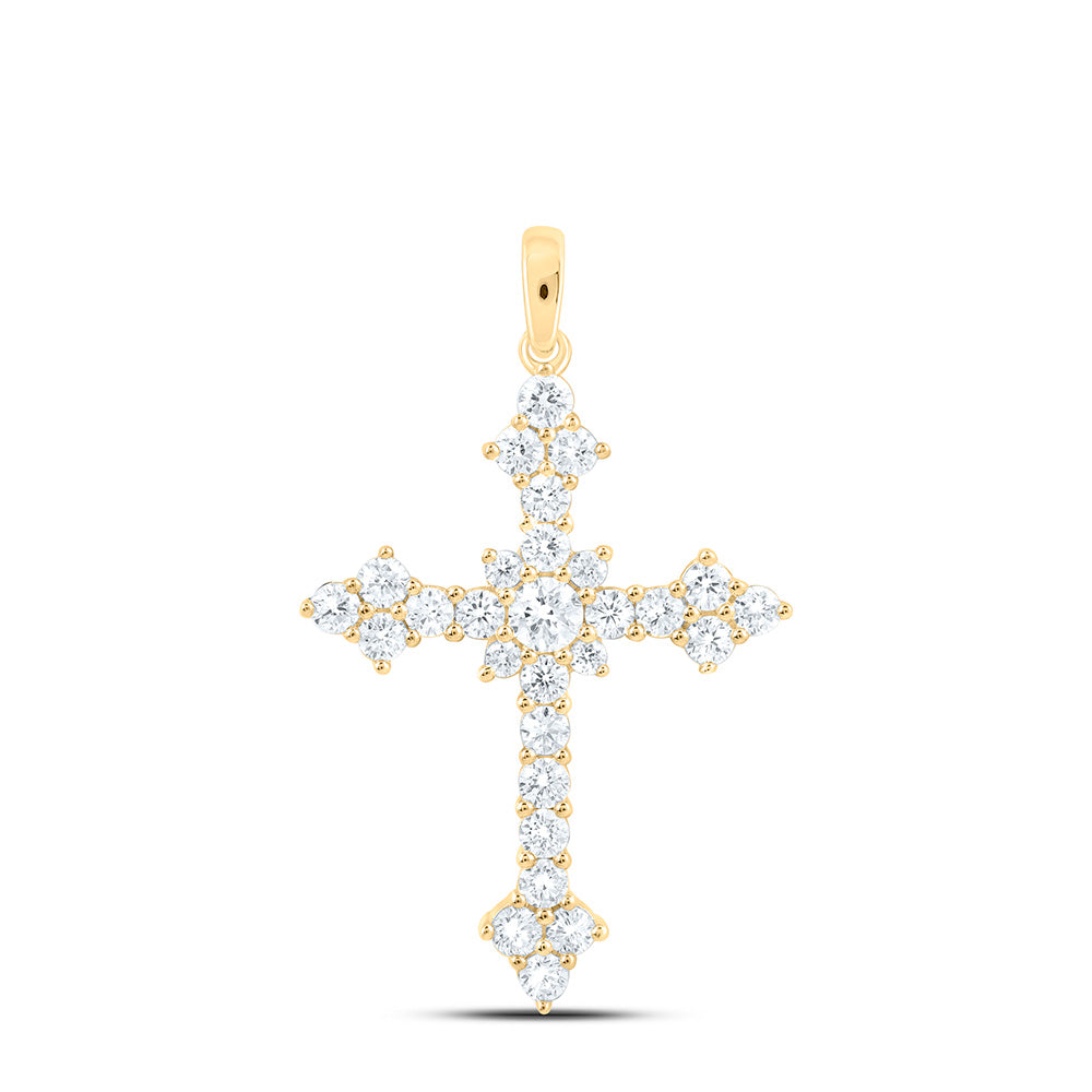 14K Yellow Or White Gold 1 Cttw Lab Grown Diamond Fashion Cross Pendant