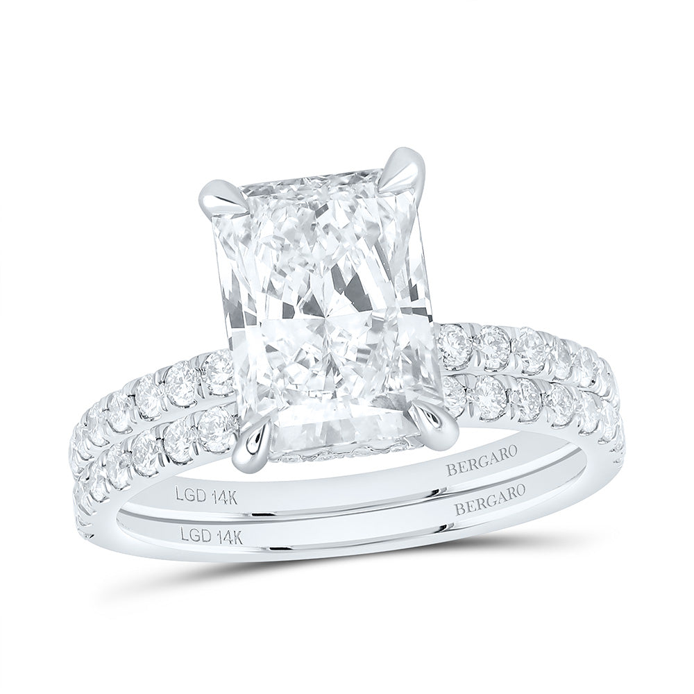 14K Yellow Or White Gold 3 3/4 Cttw Lab Grown Diamond 3 Cttw Center Radiant Bridal Set