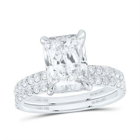 14K Yellow Or White Gold 3 3/4 Cttw Lab Grown Diamond 3 Cttw Center Radiant Bridal Set