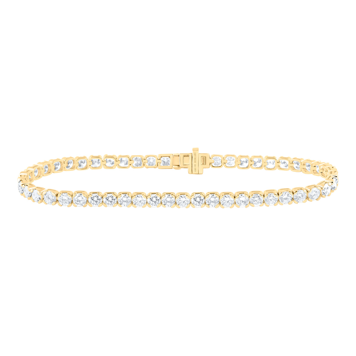 14K Yellow Or White Gold Lab Grown Diamond Fashion Round Tennis Bracelet (7 Inch)