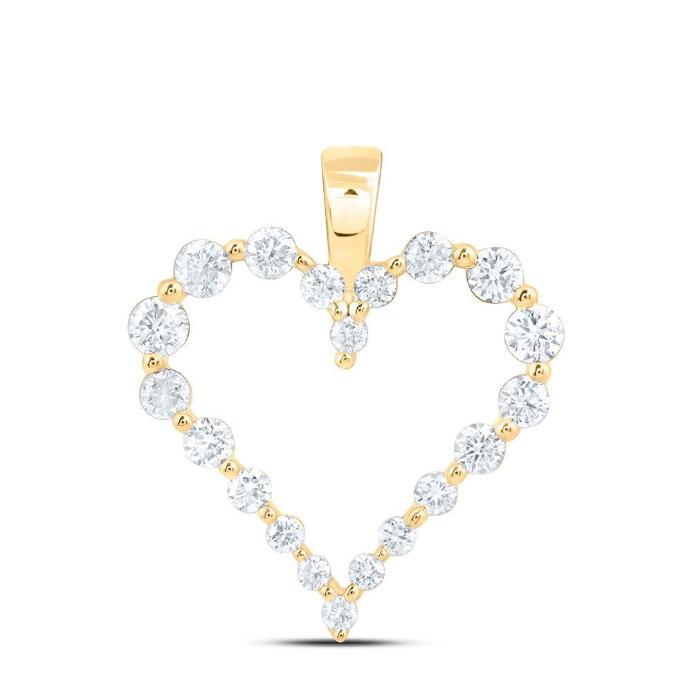 14K Yellow Or White Gold 1/2 Cttw Lab Grown Diamond Fashion Heart Pendant