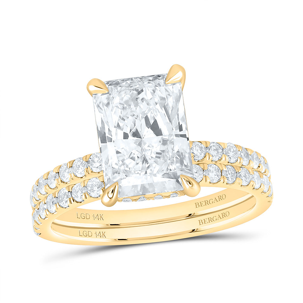 14K Yellow Or White Gold 3 3/4 Cttw Lab Grown Diamond 3 Cttw Center Radiant Bridal Set