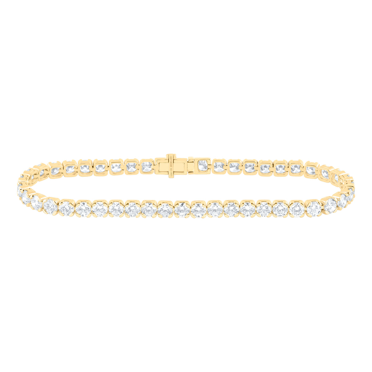 14K Yellow Or White Gold Lab Grown Diamond Fashion Round Tennis Bracelet (7 Inch)