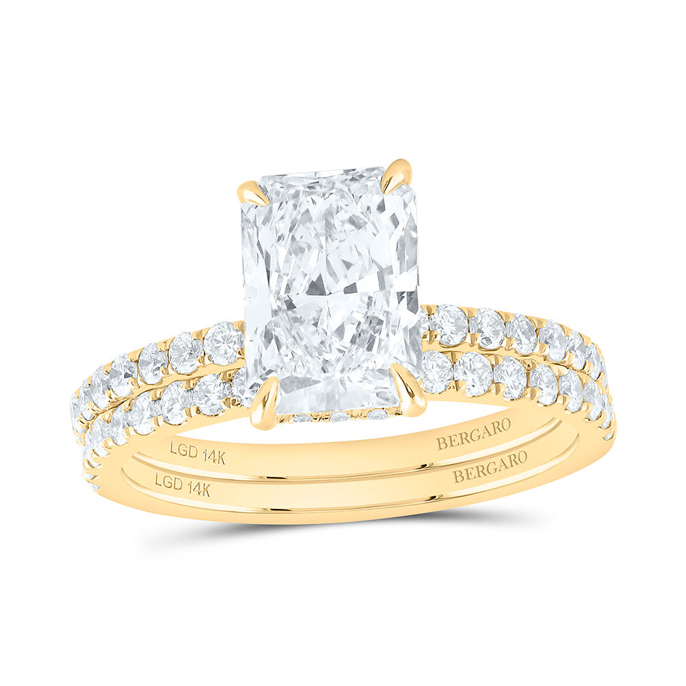 14K Yellow Or White Gold 2 3/4 Cttw Lab Grown Diamond 2 Cttw Center Radiant Bridal Set