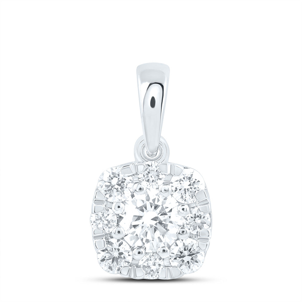 14K Yellow Or White Gold 1/2 Cttw Lab Grown Diamond Fashion Cushion Pendant