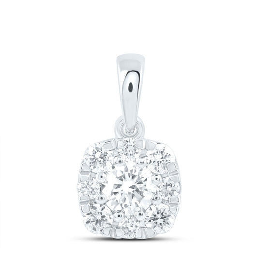 14K Yellow Or White Gold 1/2 Cttw Lab Grown Diamond Fashion Cushion Pendant