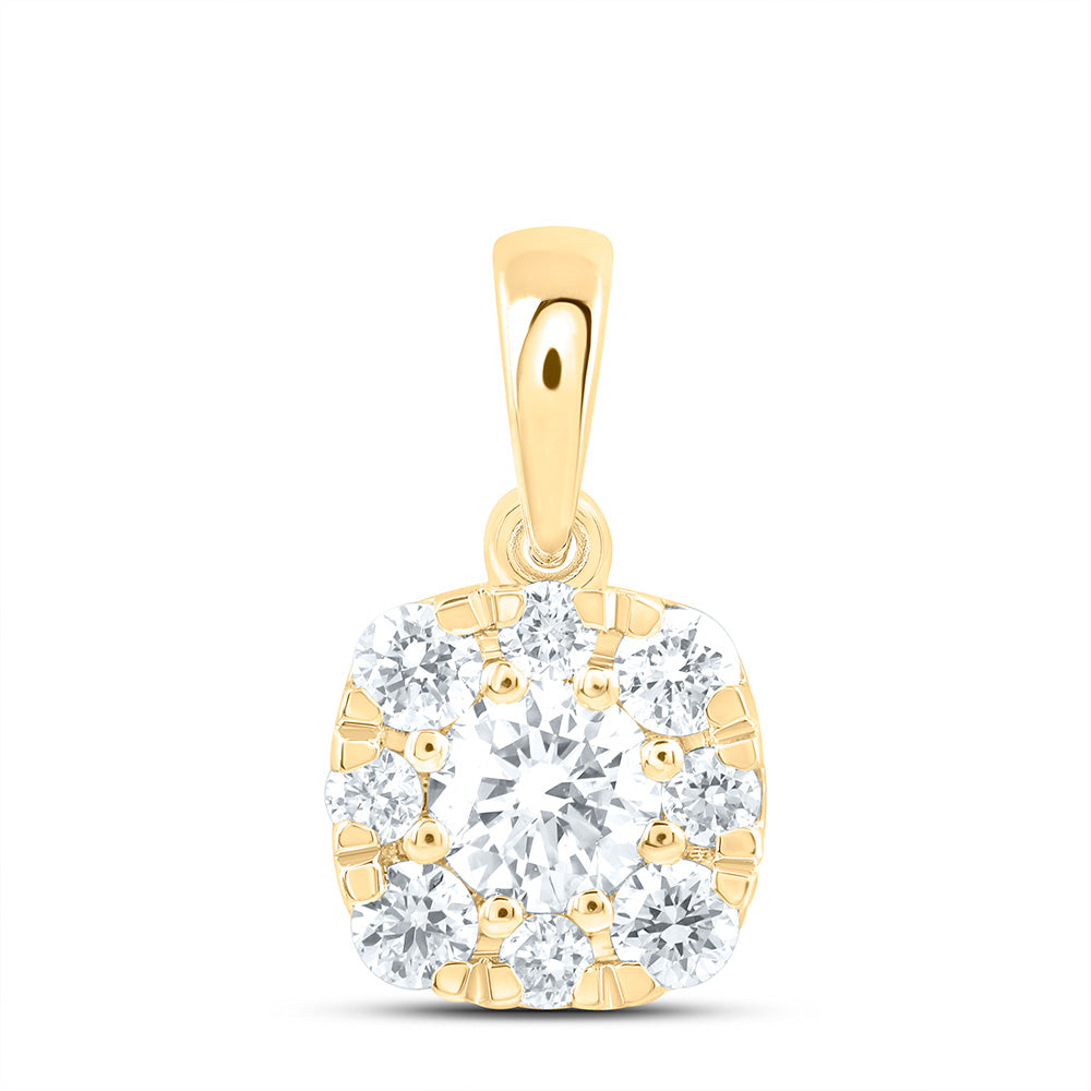 14K Yellow Or White Gold 1/2 Cttw Lab Grown Diamond Fashion Cushion Pendant