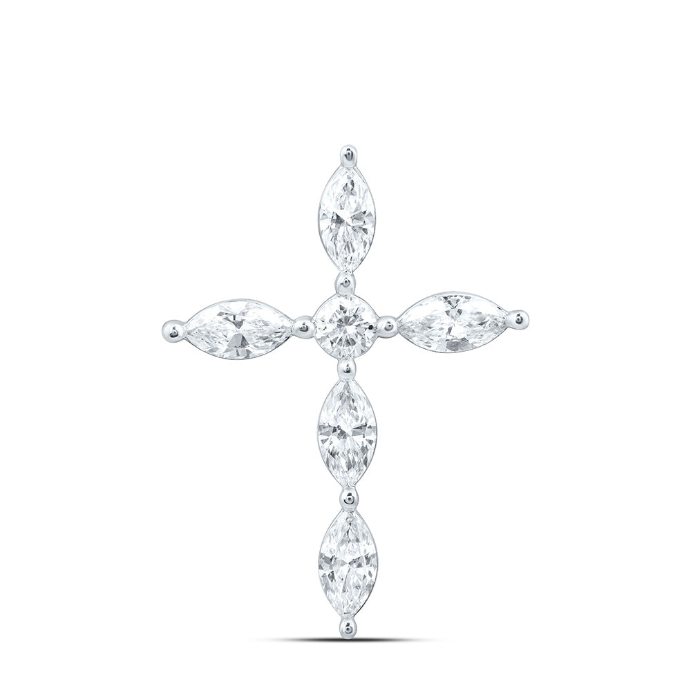 14K Yellow Or White Gold 1 Cttw Lab Grown Diamond Fashion Cross Pendant