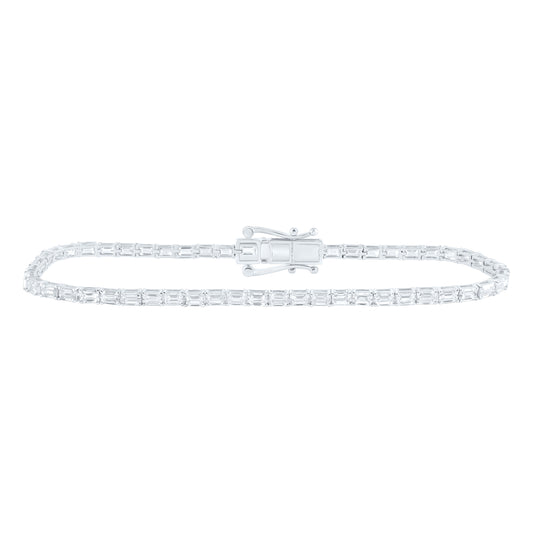 14K Yellow Or White Gold Lab Grown Diamond Fashion Emerald Tennis Bracelet (7 Inch)