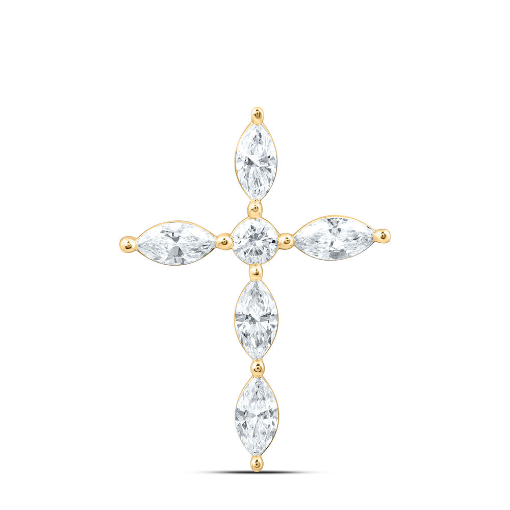 14K Yellow Or White Gold 1 Cttw Lab Grown Diamond Fashion Cross Pendant