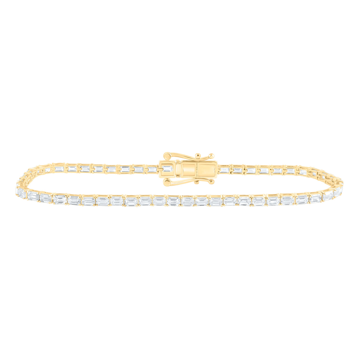 14K Yellow Or White Gold Lab Grown Diamond Fashion Emerald Tennis Bracelet (7 Inch)