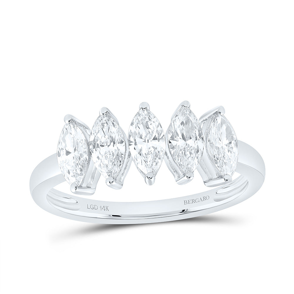 14K Yellow Or White Gold 1 Cttw Lab Grown Diamond Fashion Marquise Band