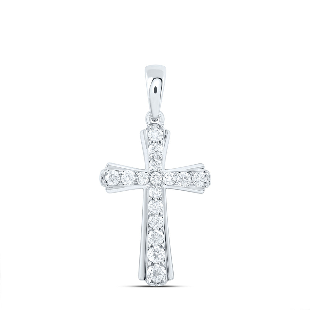 14K Yellow Or White Gold 1 Cttw Lab Grown Diamond Fashion Cross Pendant