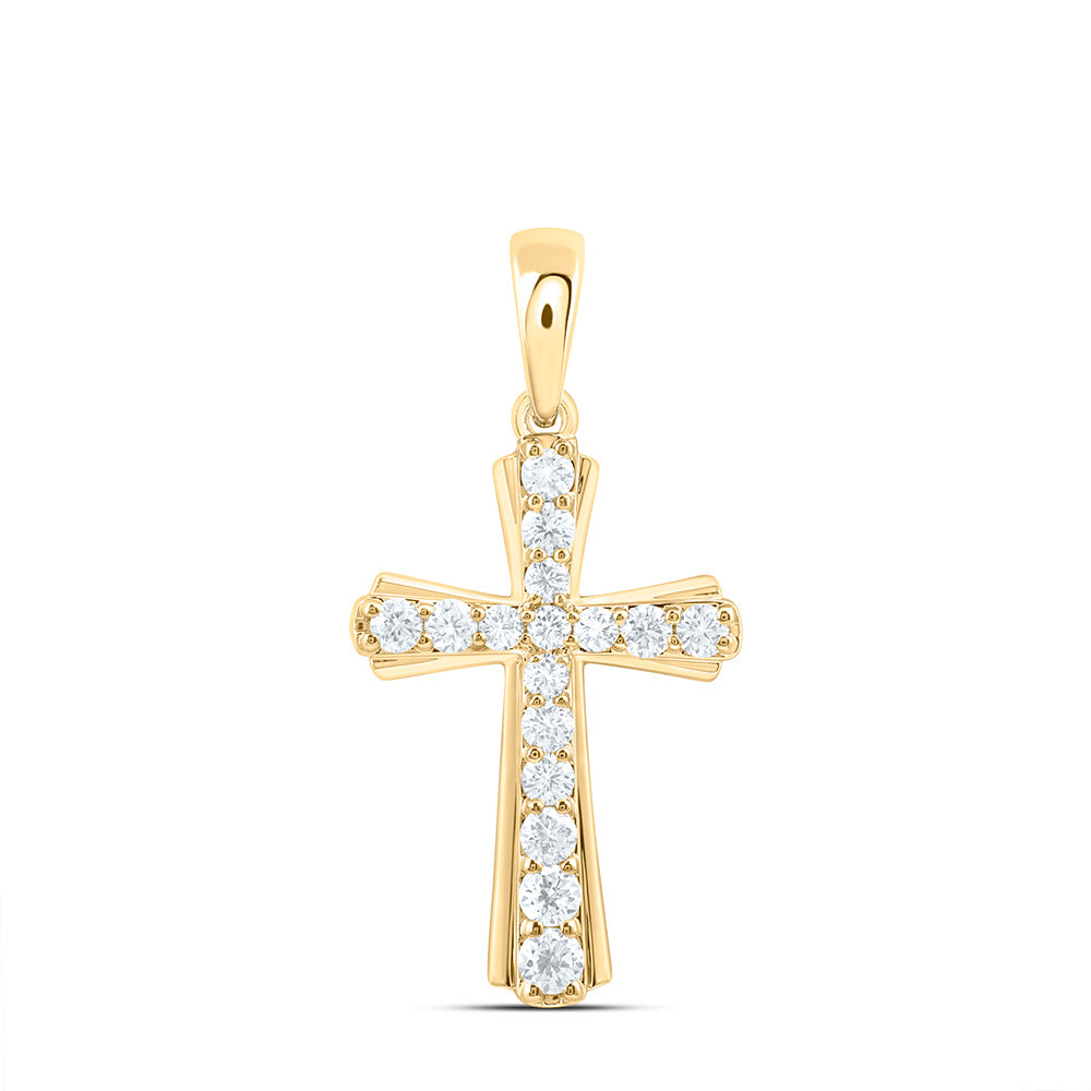 14K Yellow Or White Gold 1 Cttw Lab Grown Diamond Fashion Cross Pendant