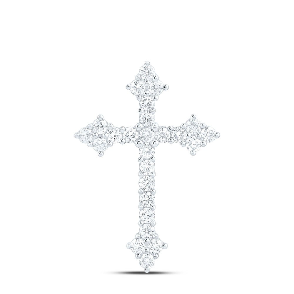 14K Yellow Or White Gold 1 Cttw Lab Grown Diamond Fashion Cross Pendant
