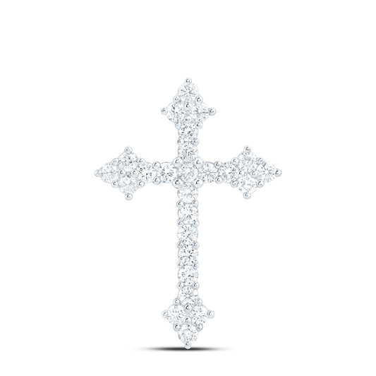 14K Yellow Or White Gold 1 Cttw Lab Grown Diamond Fashion Cross Pendant