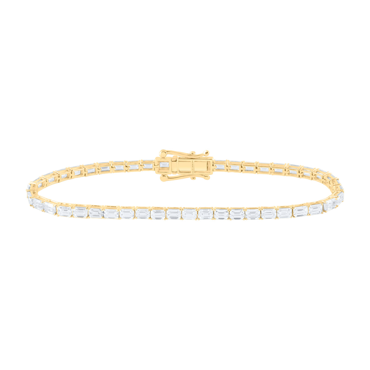 14K Yellow Or White Gold Lab Grown Diamond Fashion Emerald Tennis Bracelet (7 Inch)