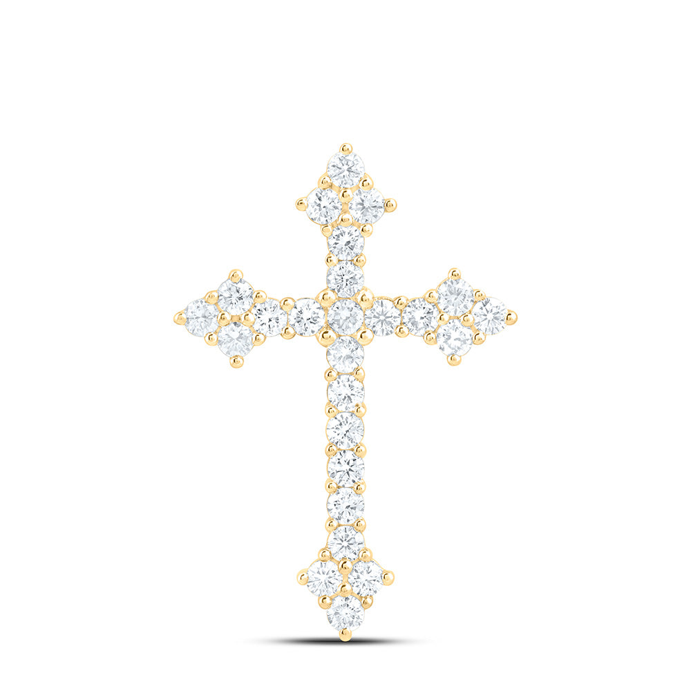 14K Yellow Or White Gold 1 Cttw Lab Grown Diamond Fashion Cross Pendant