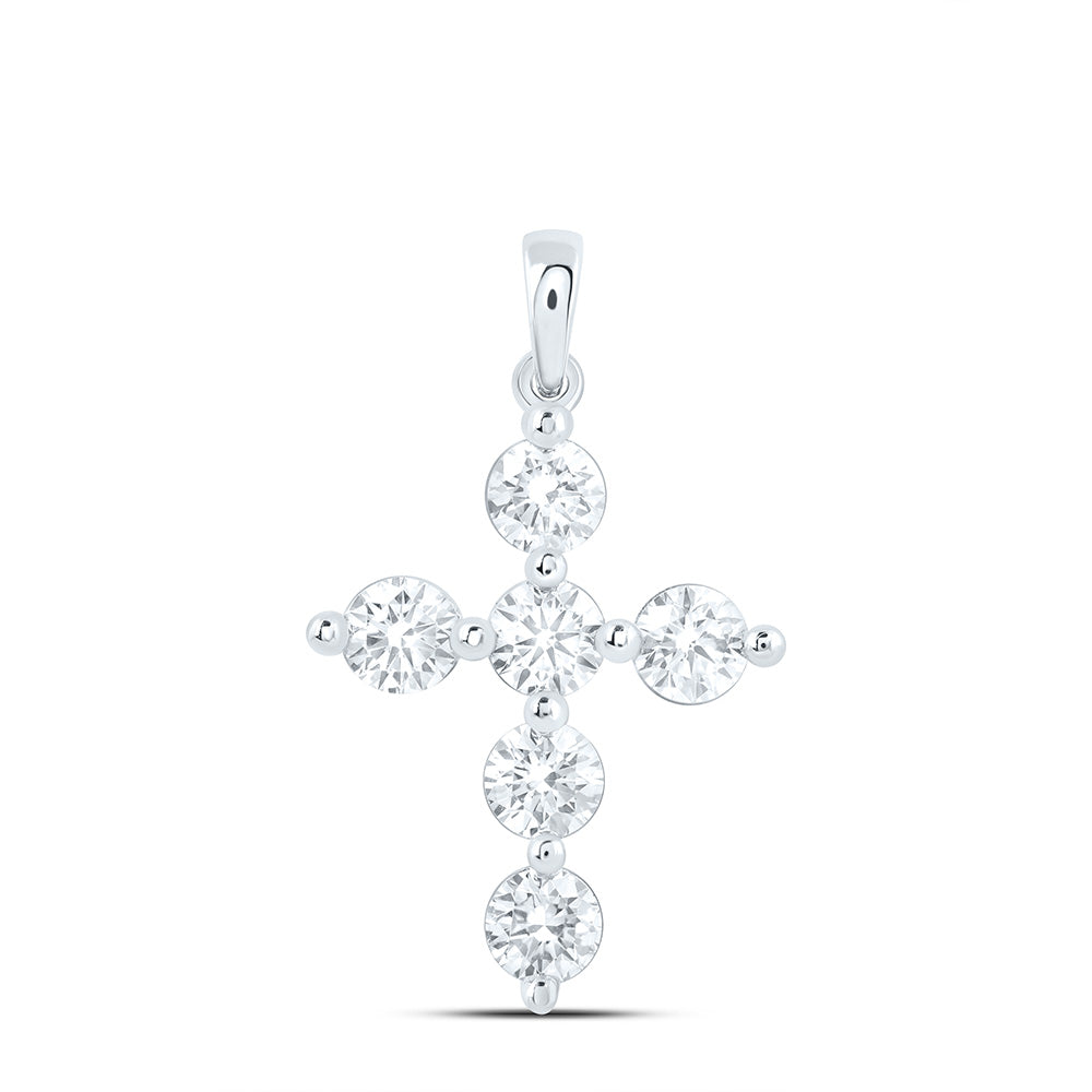 14K Yellow Or White Gold 1 Cttw Lab Grown Diamond Fashion Cross Pendant